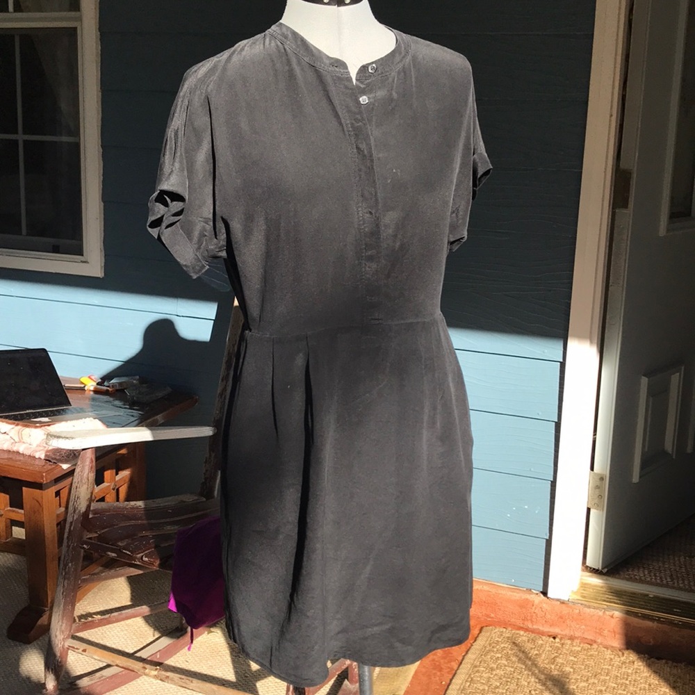 Madewell black mini silk button up dress Sz 4